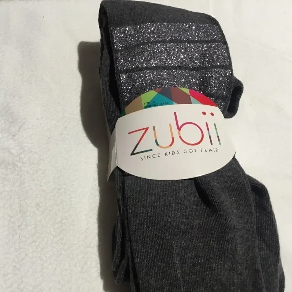 NWT  Gray Tights w/Silver Glitter Stripe 3/$10